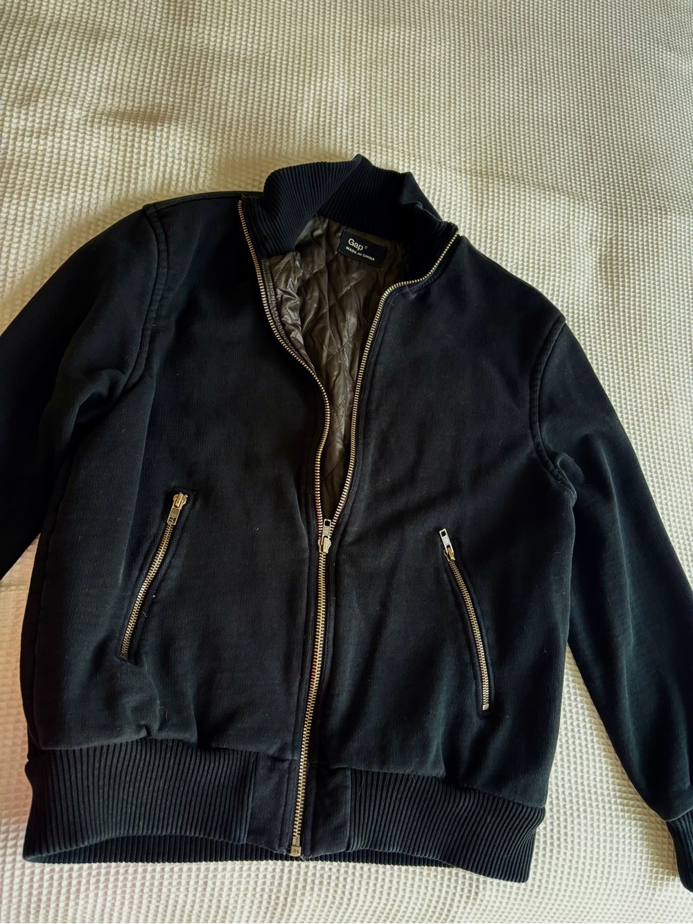 GAP Black Quilted-Interior Bomber Jacket
